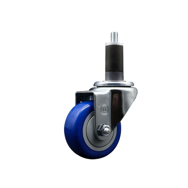 3'' Blue Poly Wheel Swivel 1-1/4'' Expanding Stem Caster